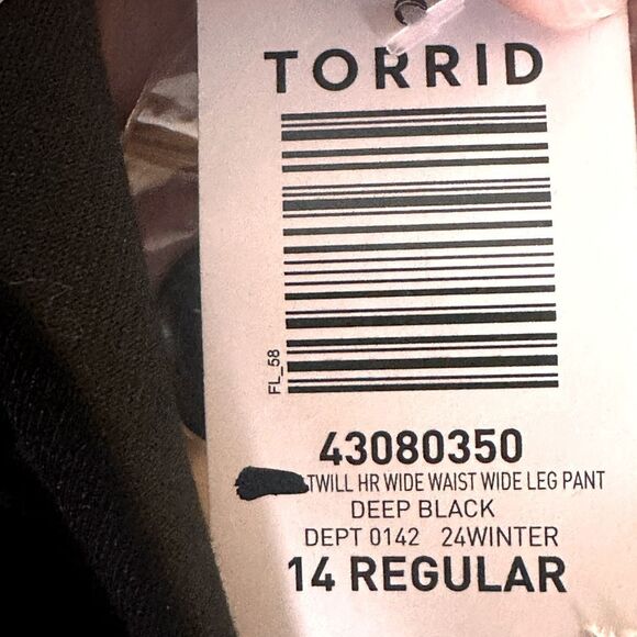 Torrid Twill Deep Black Wide-Leg Pants Size 14 NWT 📦 - Picture 3 of 9